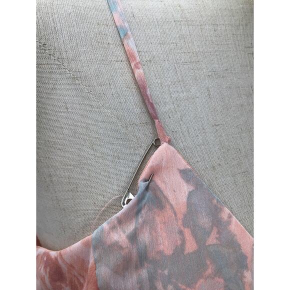 LULU'S L Exceptional Sweetness Peach Floral Chiffon Pleated Maxi Dress NEW B27 - Picture 6 of 11